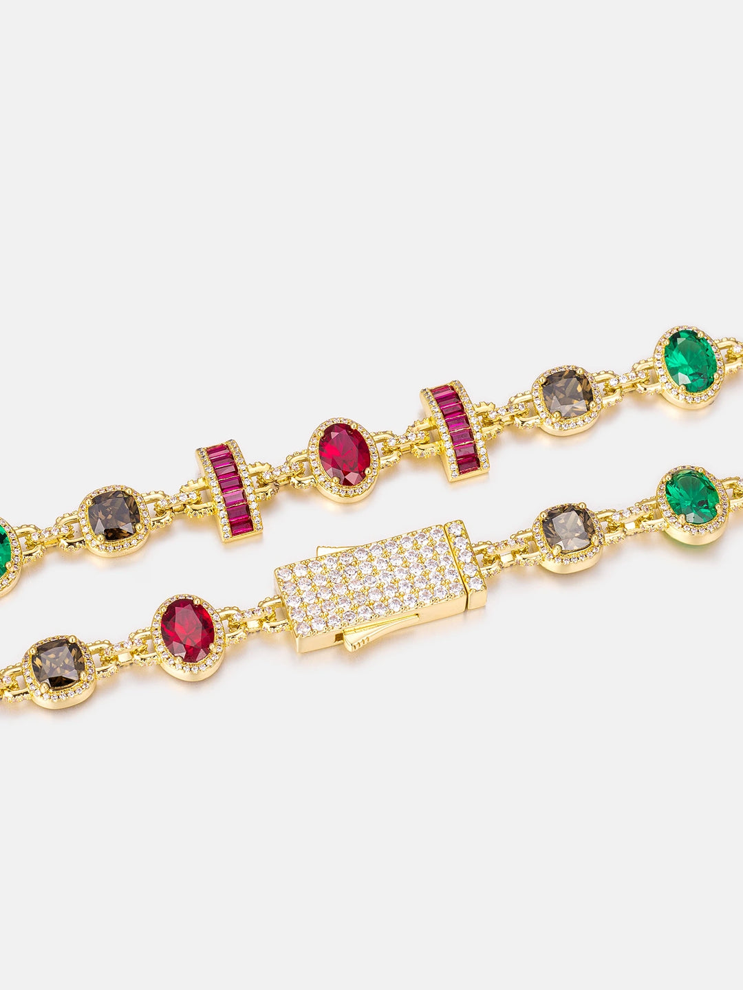 S925 Multi Color Mixed Shape Gemstone Chain