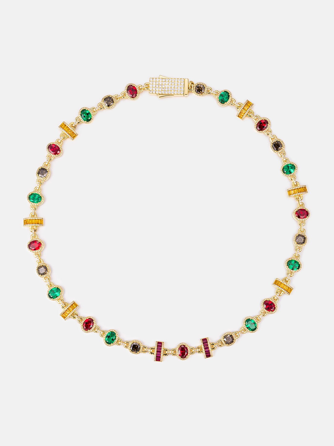 S925 Multi Color Mixed Shape Gemstone Chain