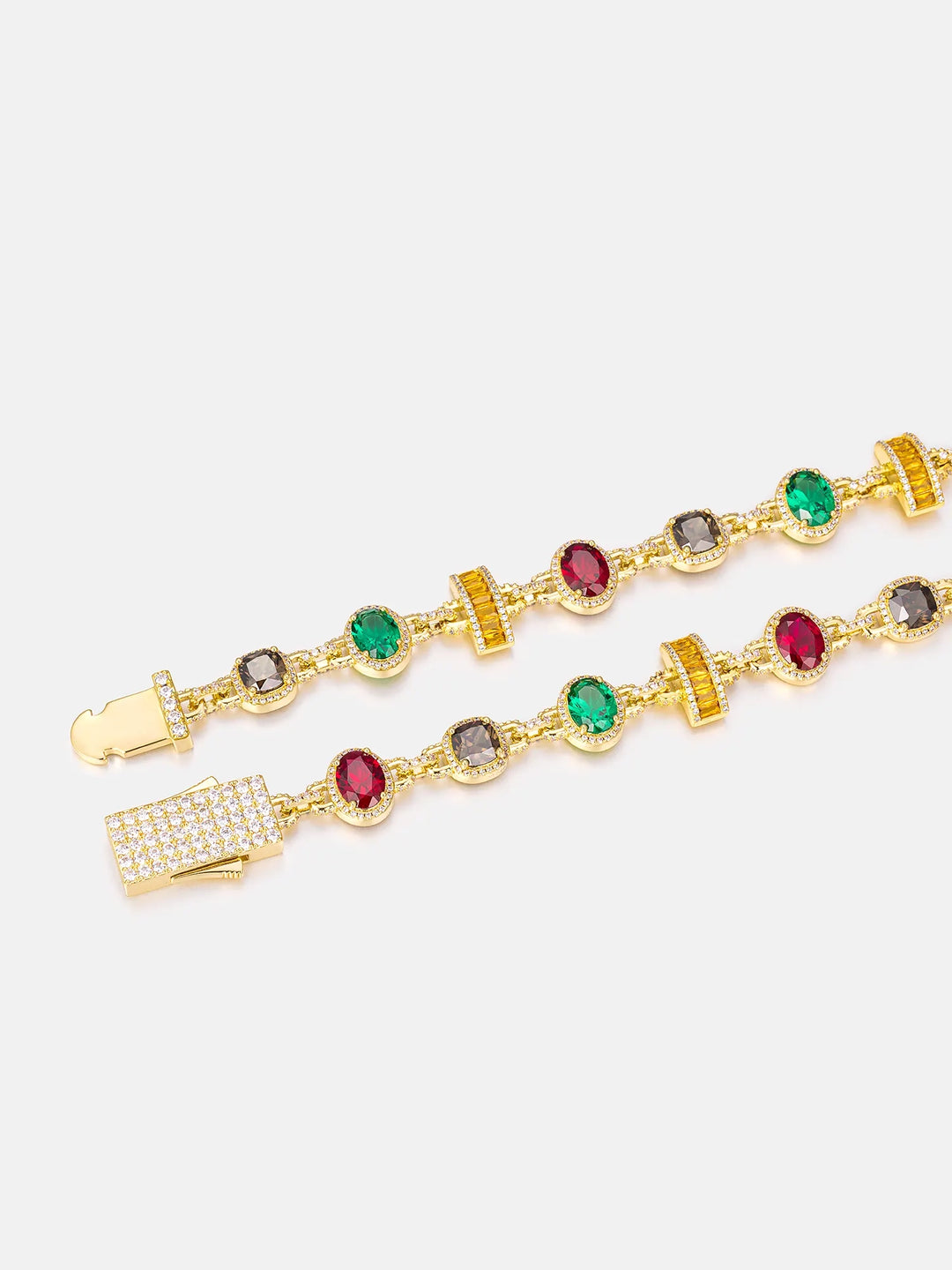 S925 Multi Color Mixed Shape Gemstone Chain