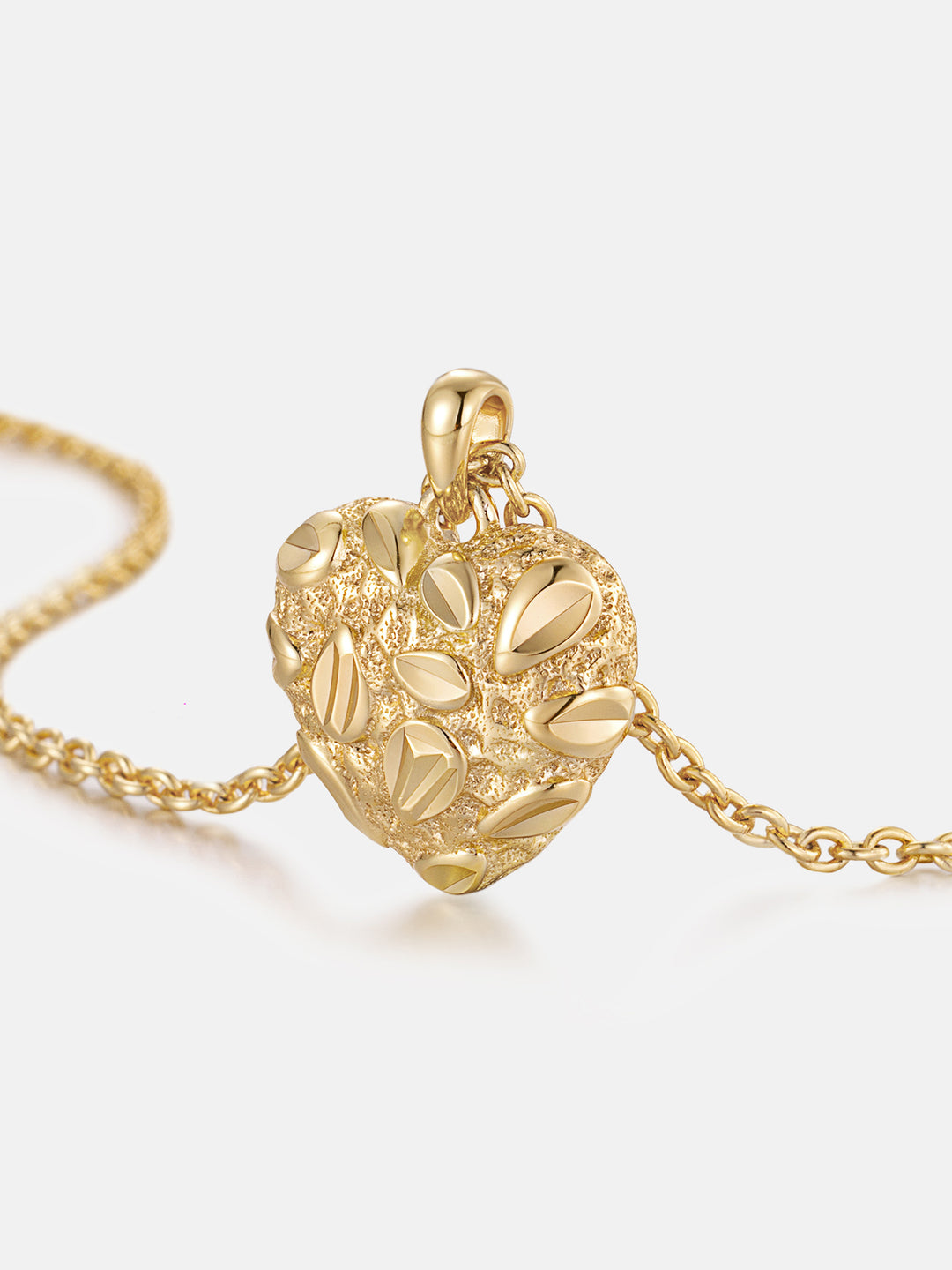 S925 Nugget Textured Heart Necklace