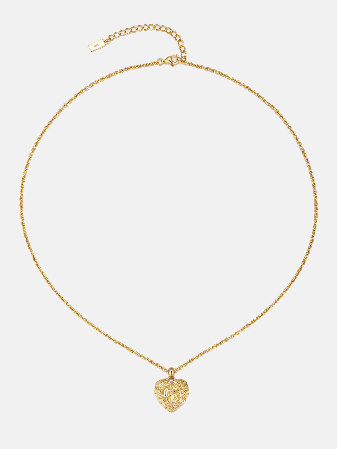 S925 Nugget Textured Heart Necklace