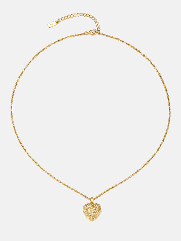 S925 Nugget Textured Heart Necklace