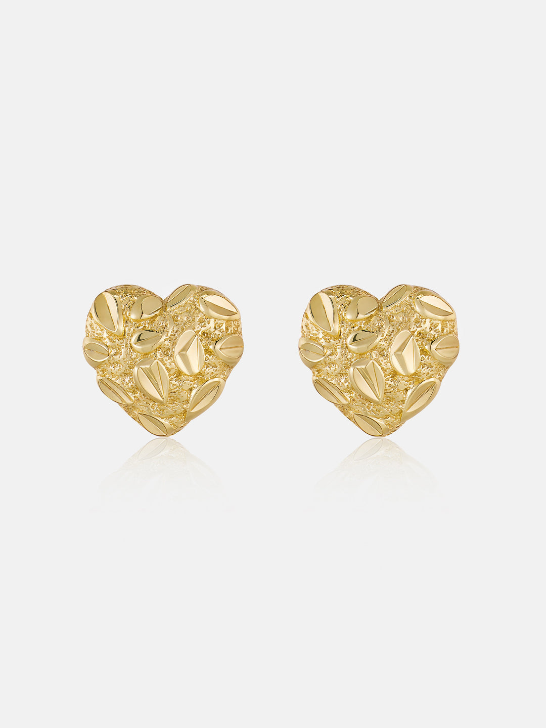 S925 Nugget Textured Heart Stud Earrings