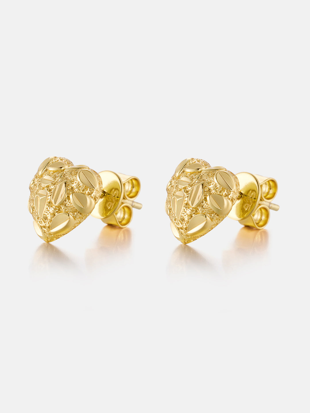 S925 Nugget Textured Heart Stud Earrings