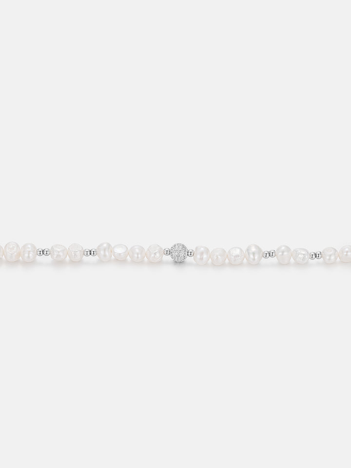 S925 Pearl Moissanite Beaded Bracelet