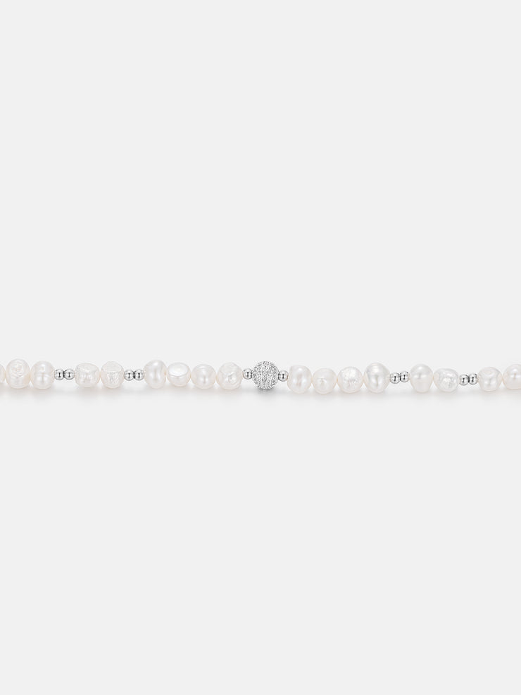 S925 Pearl Moissanite Beaded Bracelet
