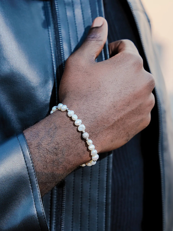 S925 Pearl Moissanite Beaded Bracelet