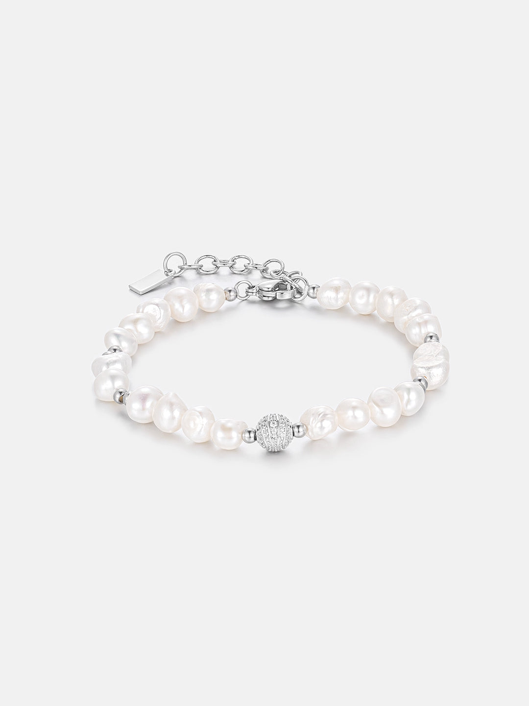 S925 Pearl Moissanite Beaded Bracelet