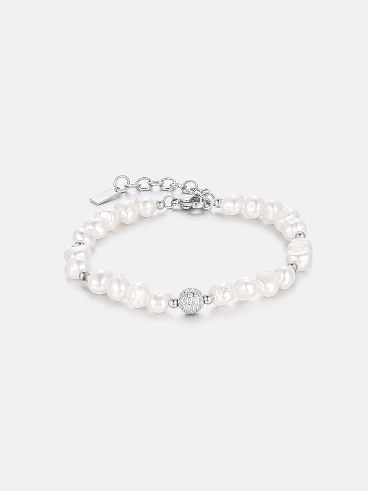 S925 Pearl Moissanite Beaded Bracelet