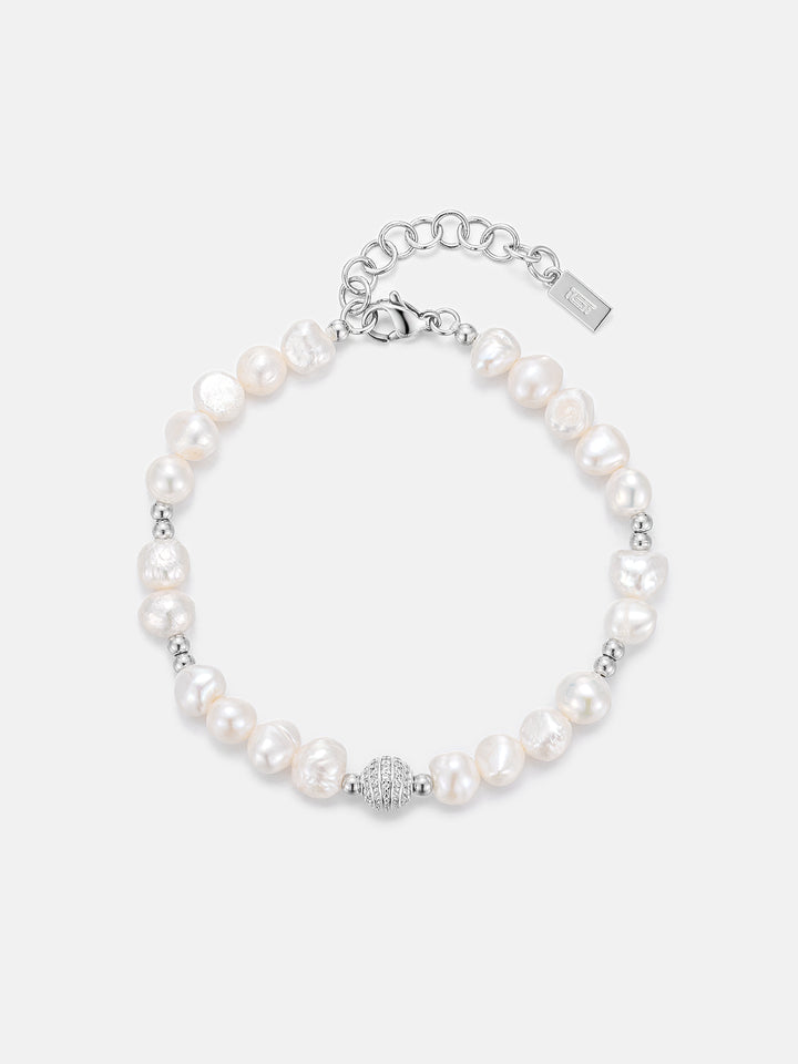 S925 Pearl Moissanite Beaded Bracelet