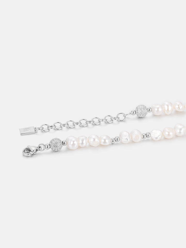 S925 Pearl Moissanite Beaded Chain