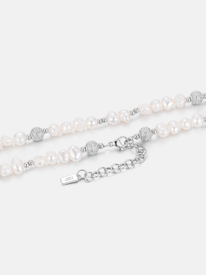 S925 Pearl Moissanite Beaded Chain