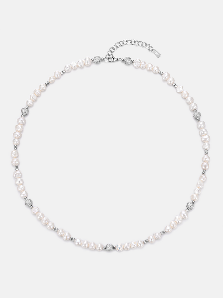 S925 Pearl Moissanite Beaded Chain