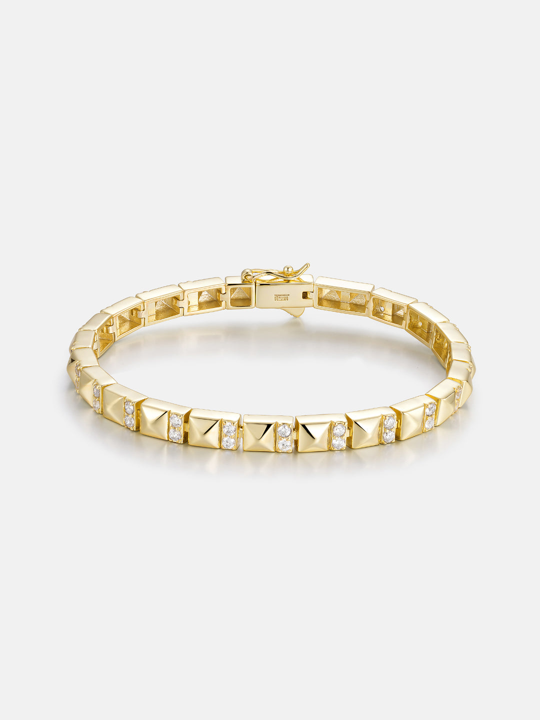 S925 Polished Pyramid Moissanite Tennis Bracelet