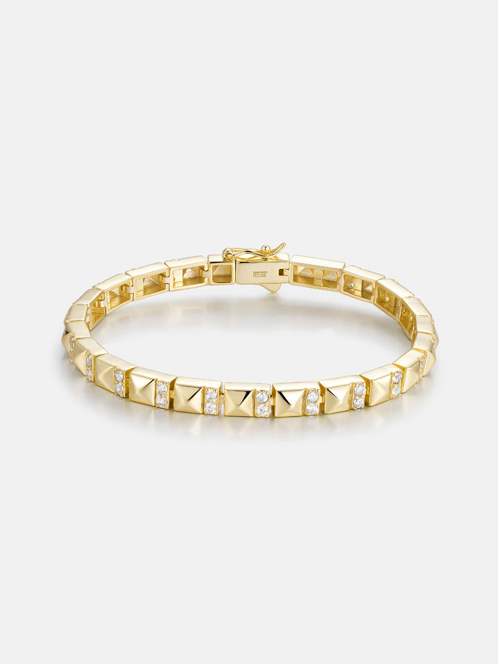 S925 Polished Pyramid Moissanite Tennis Bracelet
