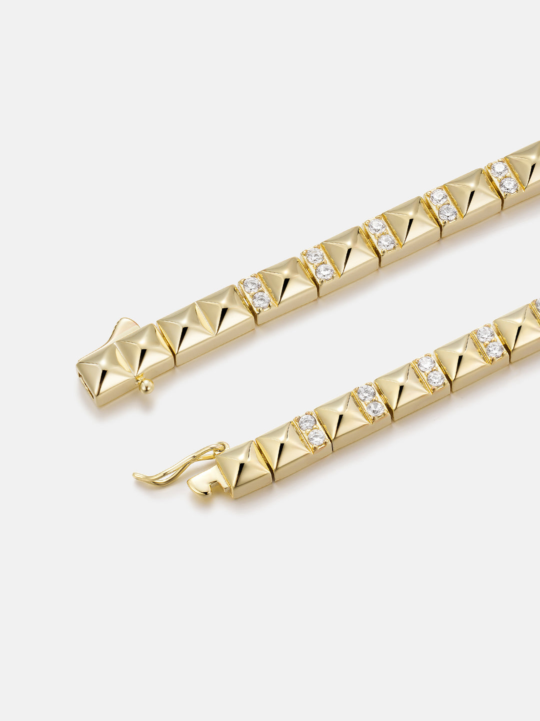 S925 Polished Pyramid Moissanite Tennis Bracelet