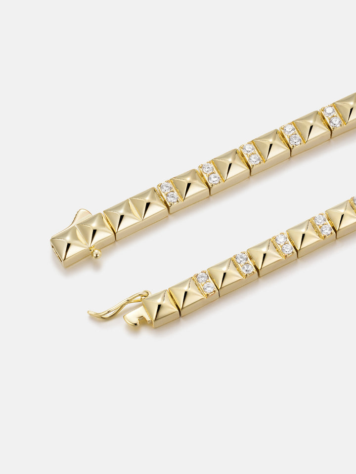 S925 Polished Pyramid Moissanite Tennis Bracelet