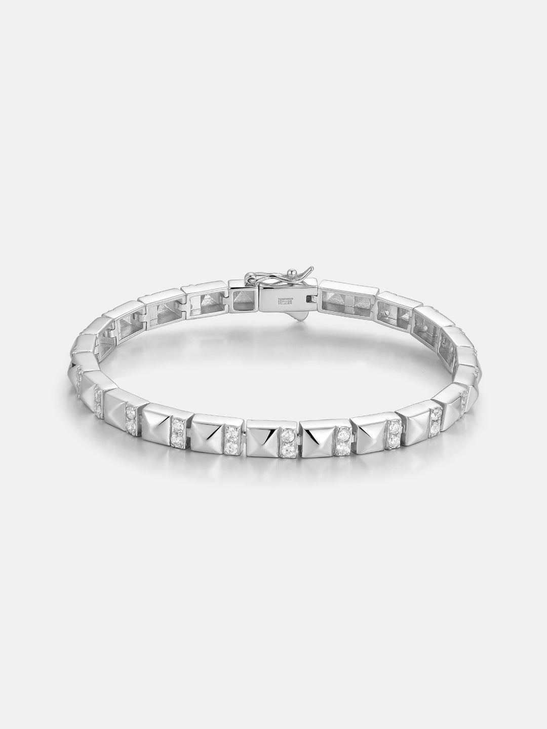 S925 Polished Pyramid Moissanite Tennis Bracelet