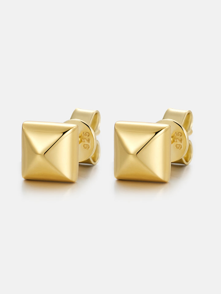 S925 Polished Pyramid Stud Earrings