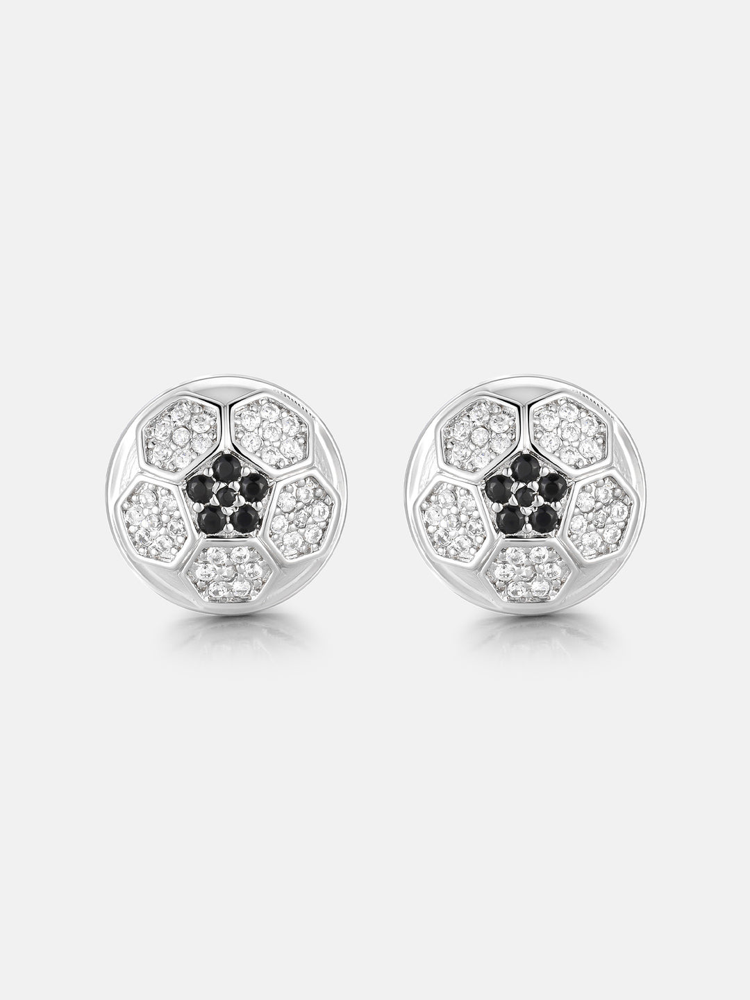 Soccer Black & White Moissanite Stud Earrings - ICEGIANT