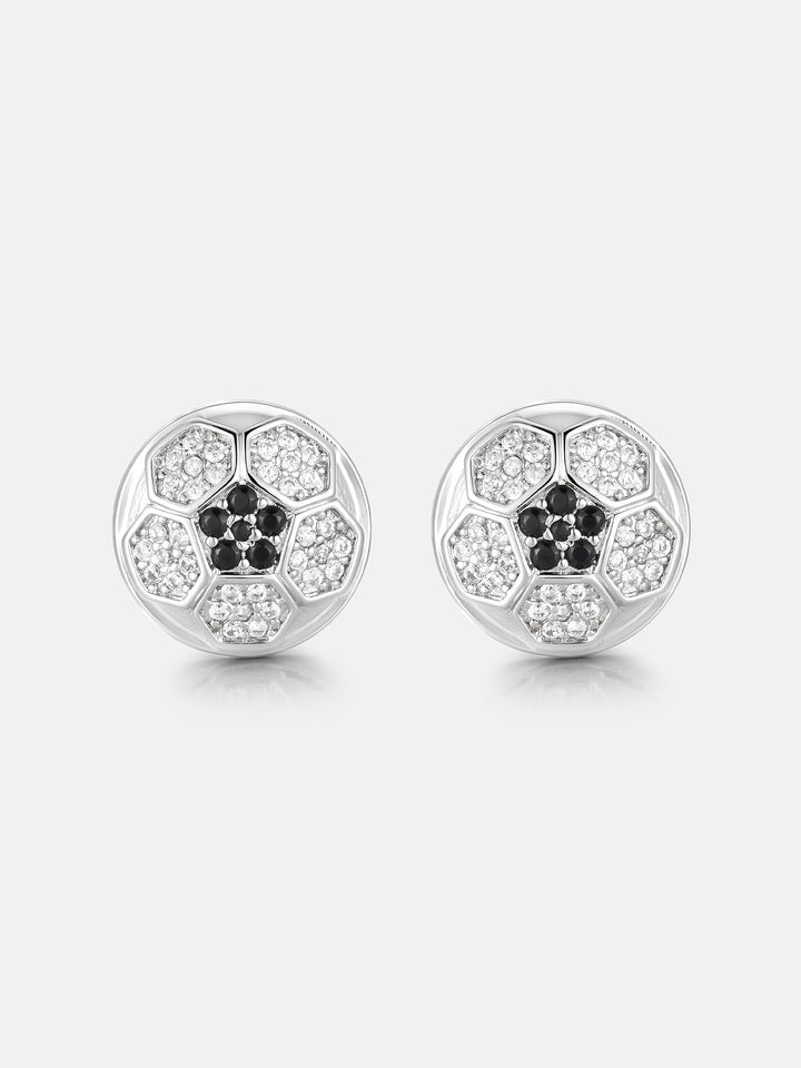 Soccer Black & White Moissanite Stud Earrings - ICEGIANT