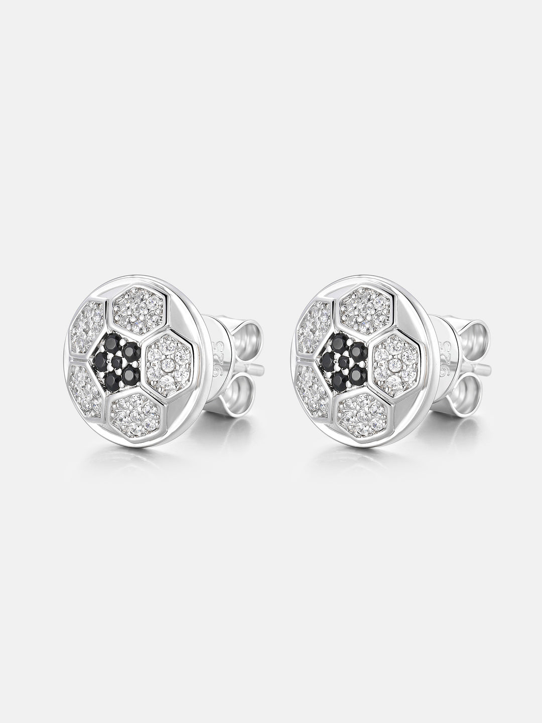 Soccer Black & White Moissanite Stud Earrings - ICEGIANT