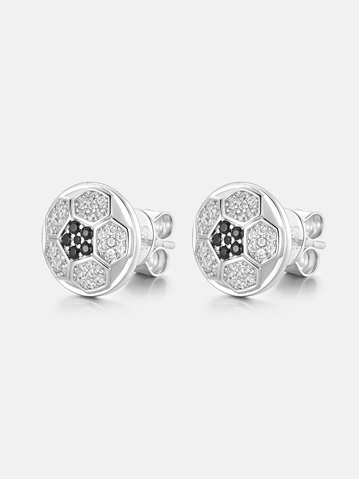 Soccer Black & White Moissanite Stud Earrings - ICEGIANT