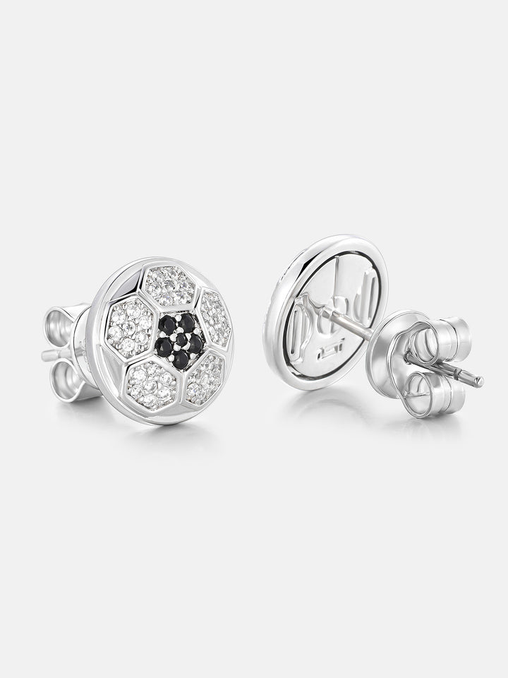 Soccer Black & White Moissanite Stud Earrings - ICEGIANT