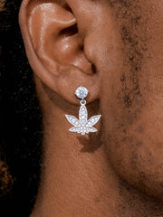 S925 Stud Cannabis Leaf Dangle Moissanite Earrings
