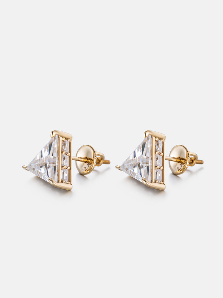 S925 Triangle & Baguette Cut Moissanite Stud Earrings