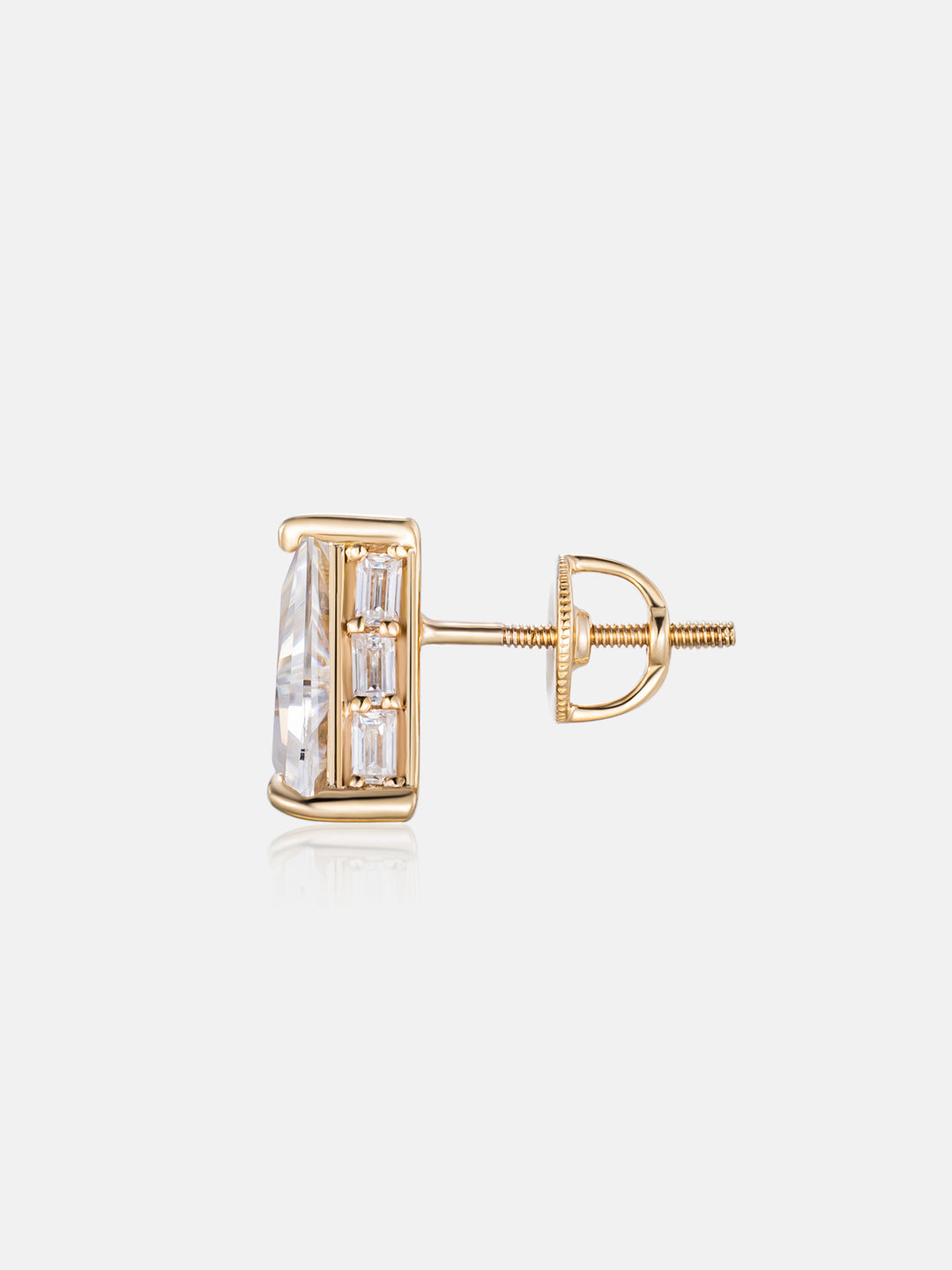 S925 Triangle & Baguette Cut Moissanite Stud Earrings
