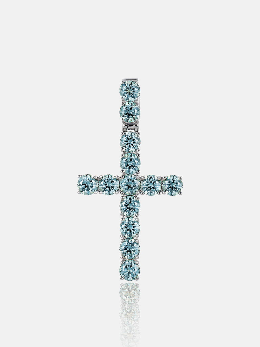 S925 13CT Blue Moissanite Cross Pendant