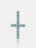 S925 13CT Blue Moissanite Cross Pendant