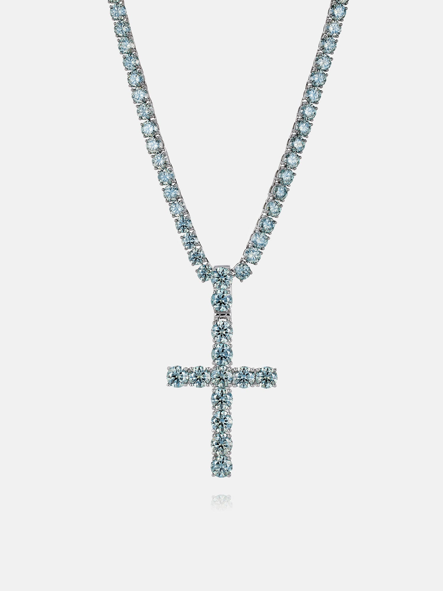 Blue Moissanite Cross Pendant - 13CT Diamond Shine | Shop Now