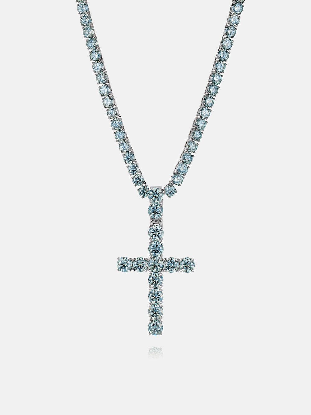 13CT Blue Moissanite Cross Pendant