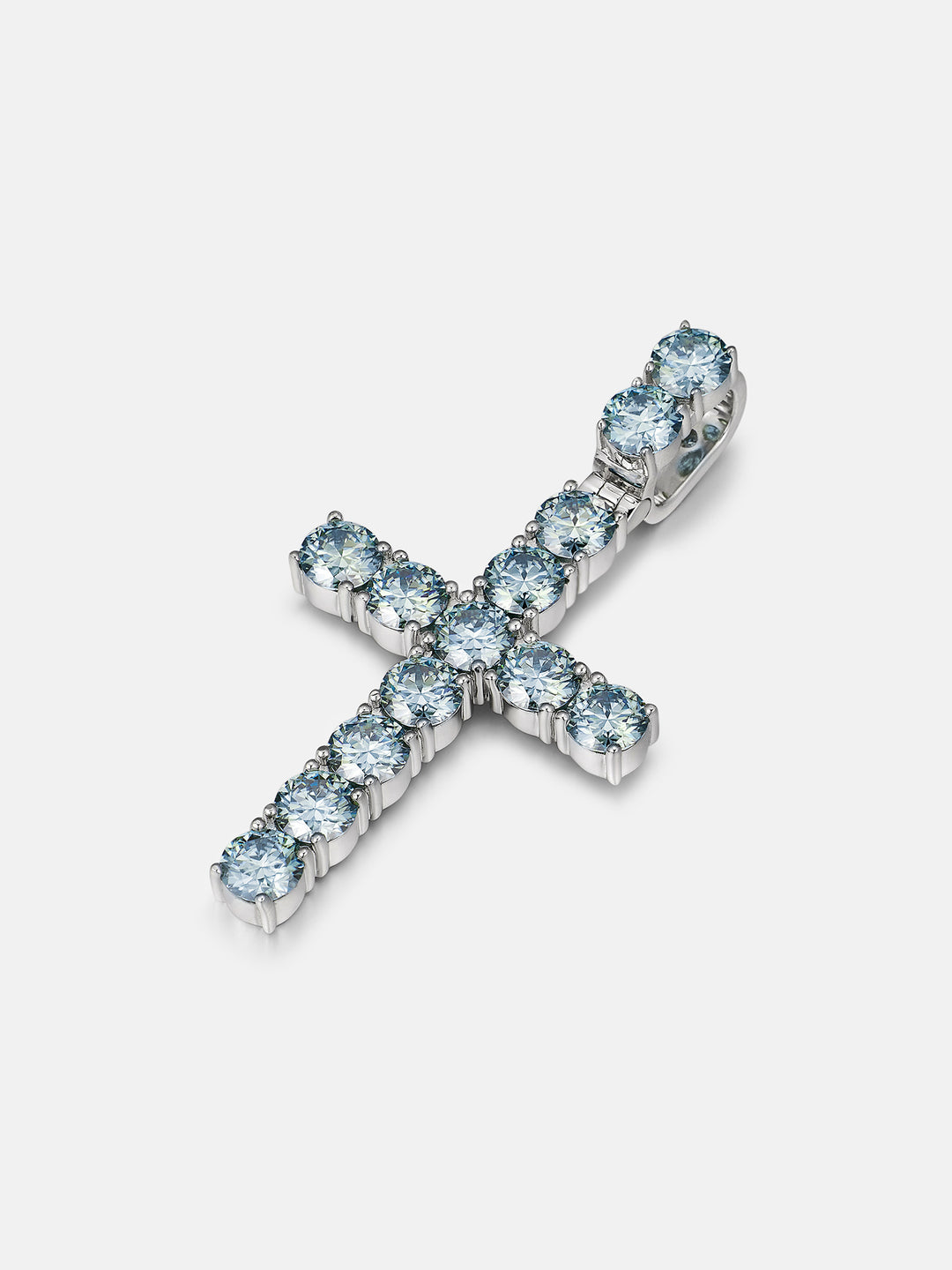 S925 13CT Blue Moissanite Cross Pendant
