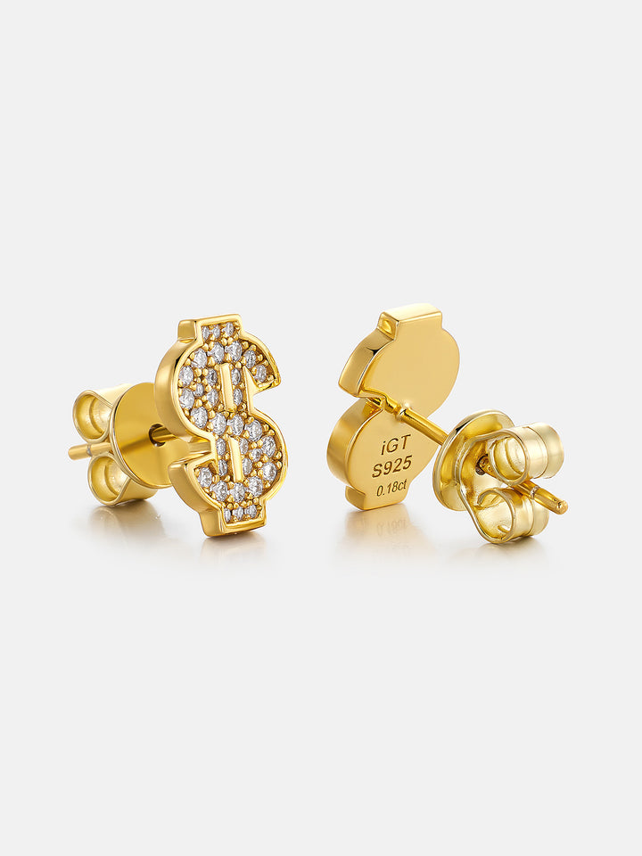 S925 Dollar Sign Stud Earrings