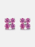 S925 Floral Pink Moissanite Earrings