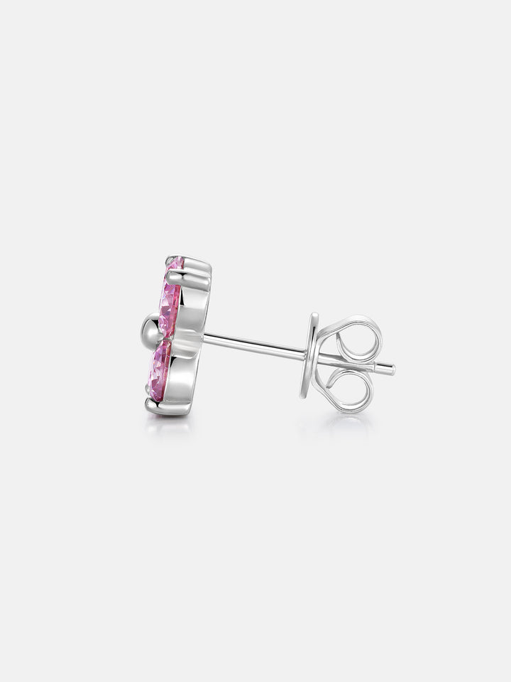 S925 Floral Pink Moissanite Earrings