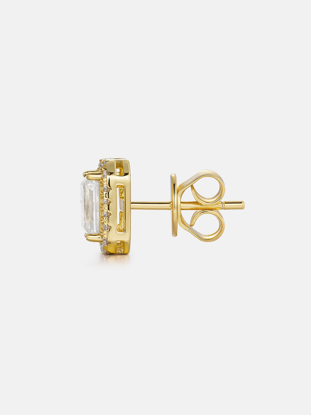 S925 Moissanite Emerald Cut Halo Stud Earrings
