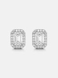 S925 Moissanite Emerald Cut Halo Stud Earrings