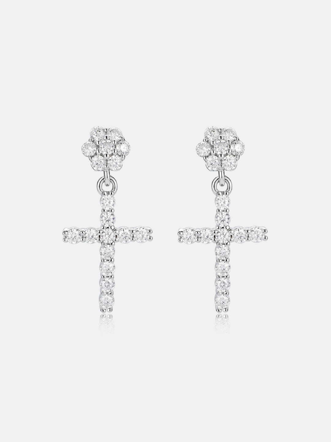S925 Moissanite Flower Cluster Stud Cross Earrings