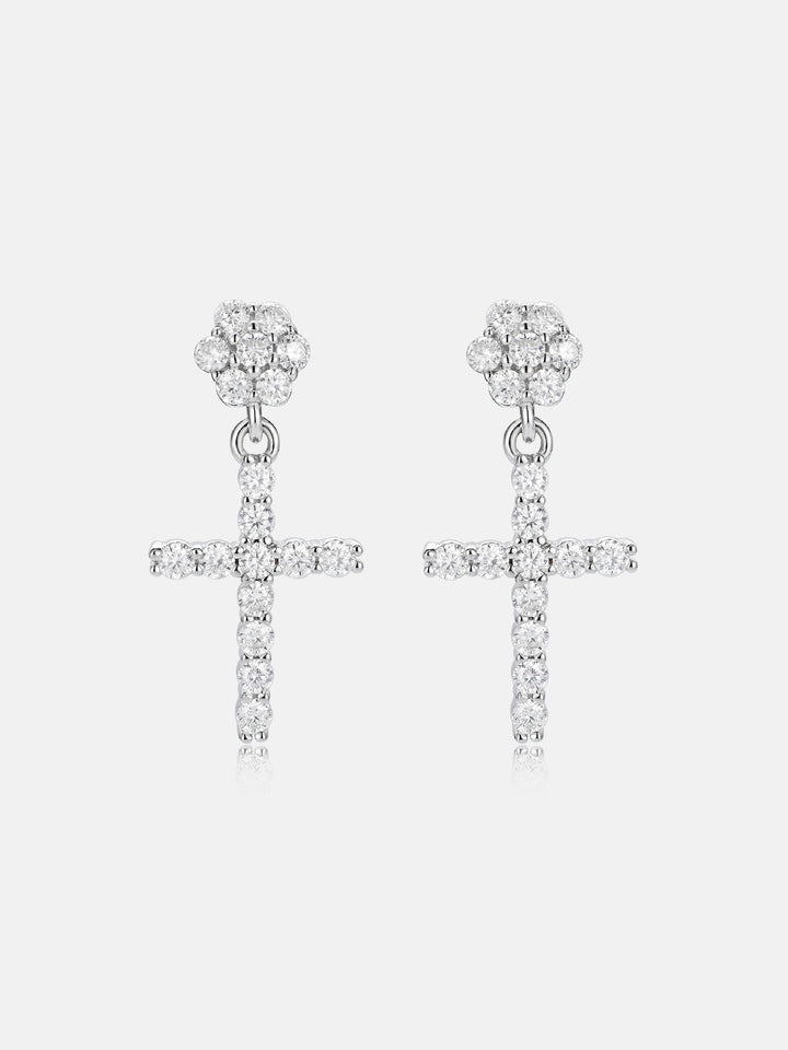 S925 Moissanite Flower Cluster Stud Cross Earrings