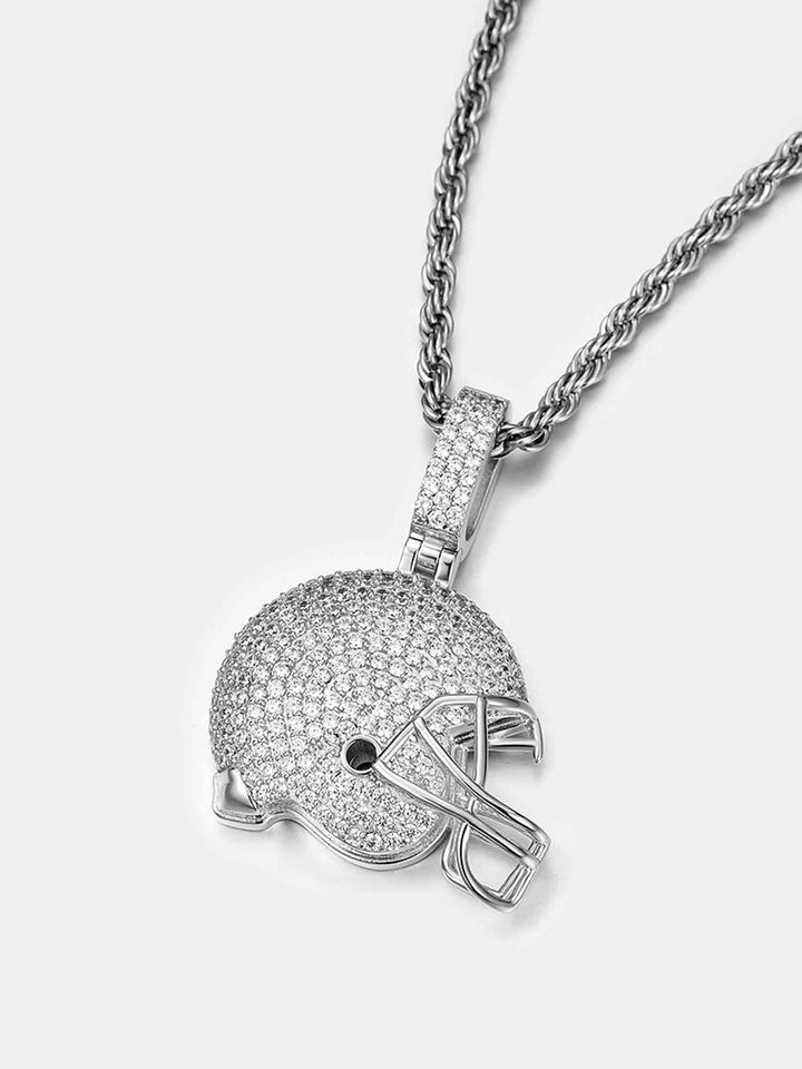 S925 Moissanite Football Helmet Pendant