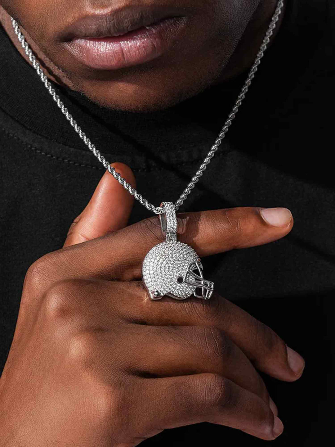 S925 Moissanite Football Helmet Pendant