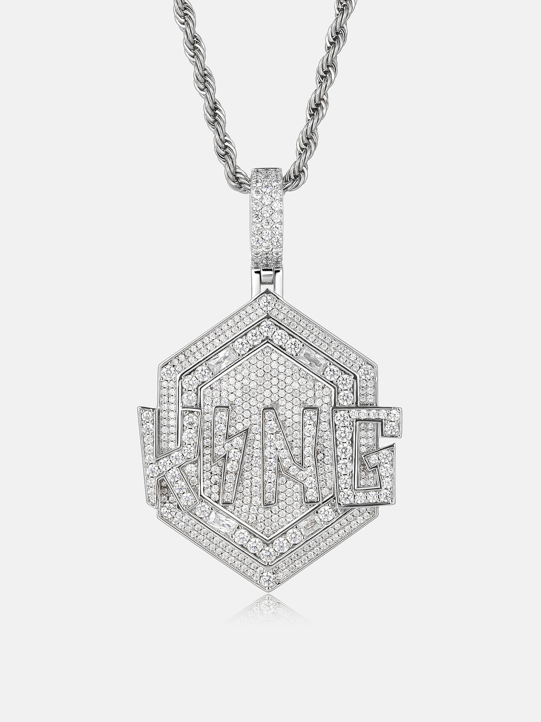 S925 Moissanite Hexagon Iced KING Letter Pendant