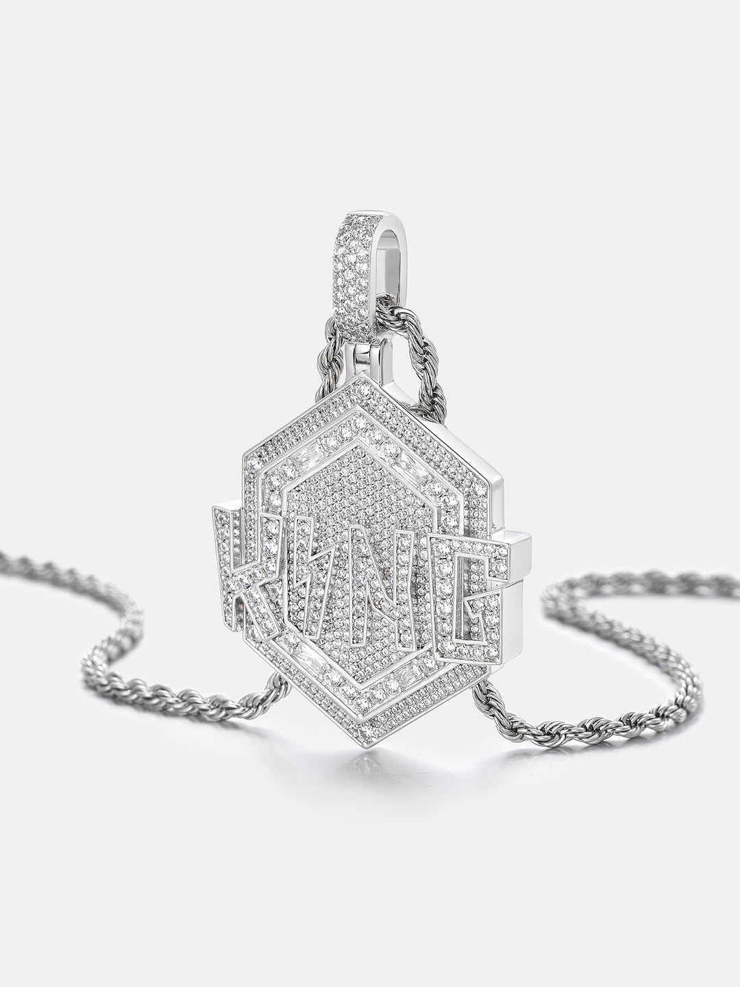 S925 Moissanite Hexagon Iced KING Letter Pendant