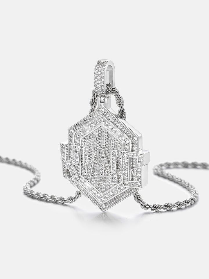 S925 Moissanite Hexagon Iced KING Letter Pendant