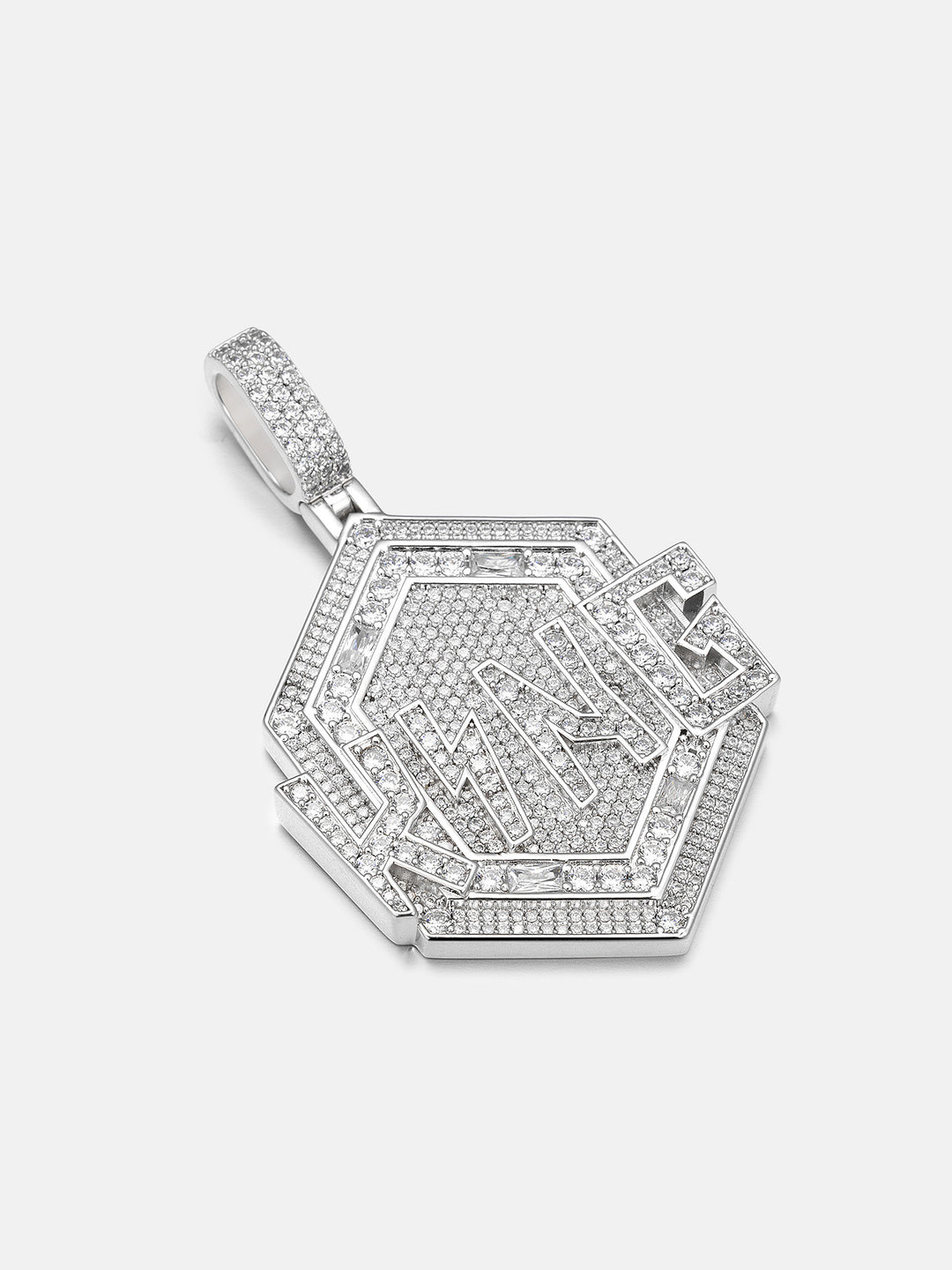 S925 Moissanite Hexagon Iced KING Letter Pendant