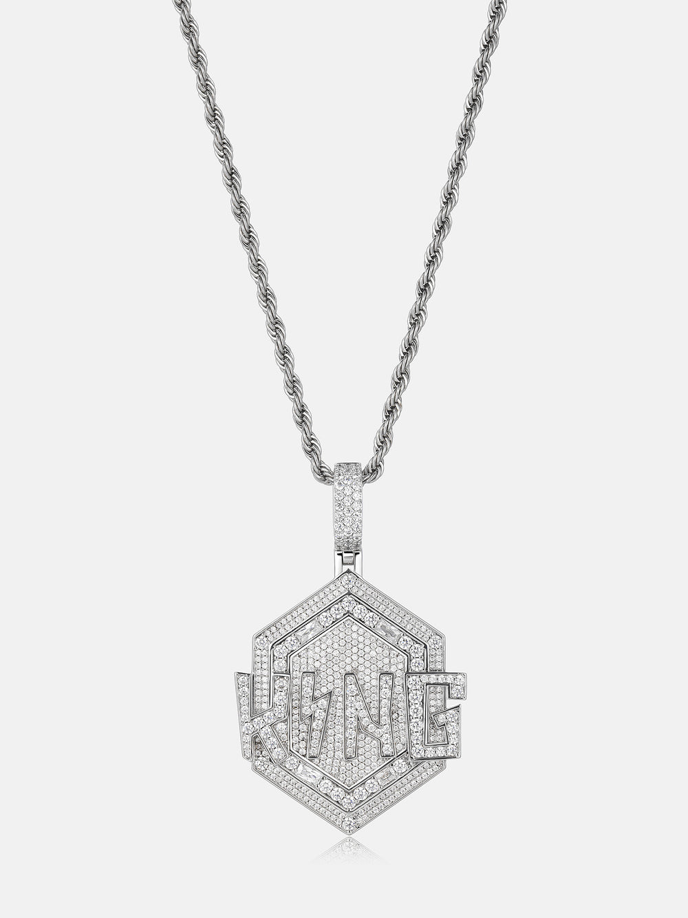 S925 Moissanite Hexagon Iced KING Letter Pendant